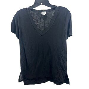 Peyton Jensen V-Neck Short Sleeve New T-Shirt XS Black New Exposed Inseam Neutra